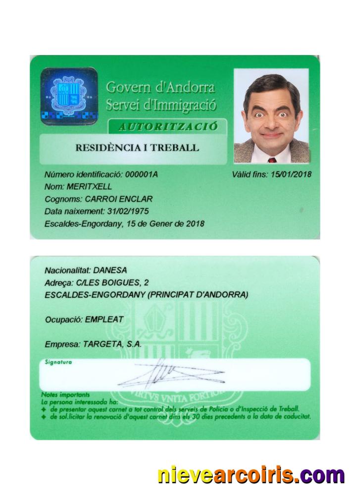 Andorra residence permit card